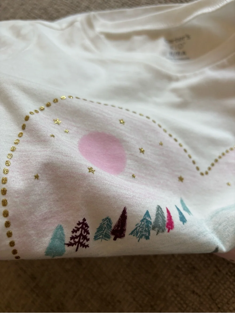 NWT Carter's Long-Sleeve Top with Pastel Heart Forest Graphic